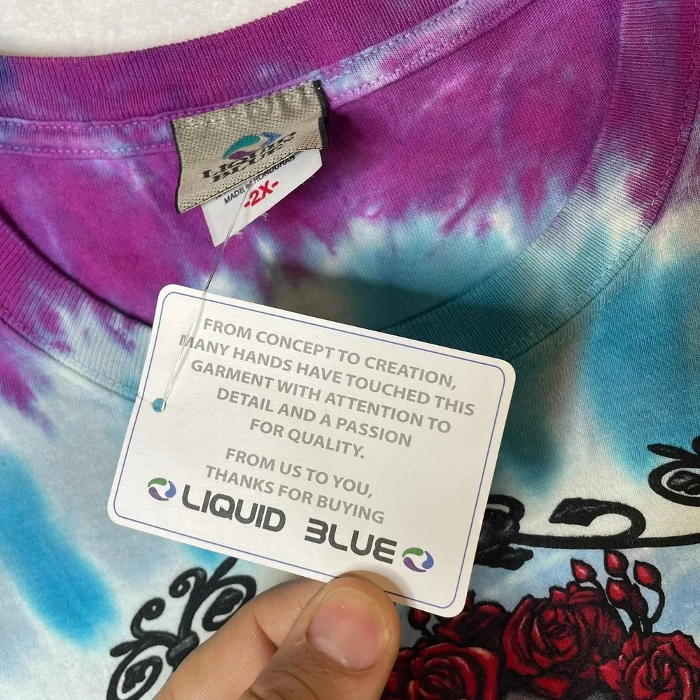 New! Liquid Blue Grateful Dead Skeleton Roses‎ Tie Dye T Shirt 2X - Picture 4 of 10